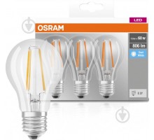 Лампа светодиодная Osram FIL 3 шт./уп. A60 7 Вт E27 4000 К прозрачная