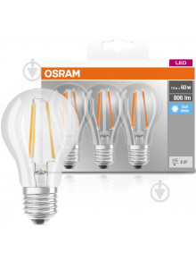 Лампа светодиодная Osram FIL 3 шт./уп. A60 7 Вт E27 4000 К прозрачная