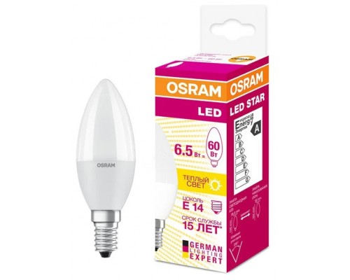 Лампа светодиодная свеча Osram LED SCL B 6.5W/827 FR 220V E14