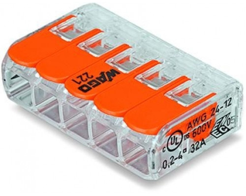 Terminal pentru 5 fire WAGO 221-415 cu pârghii de împingere