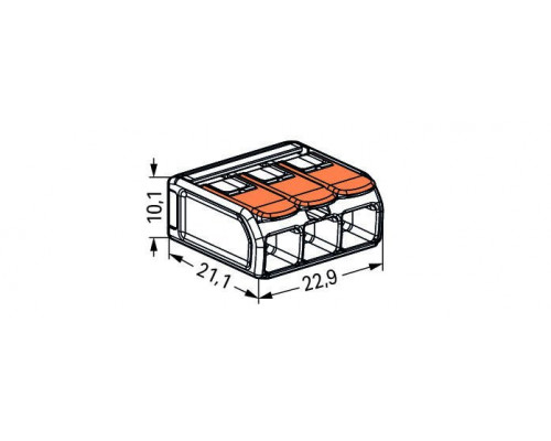 Клемма на 3 провода WAGO 221-613 с нажимными рычагами