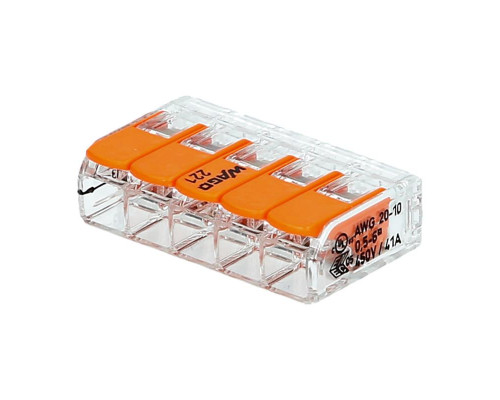 Terminal pentru 5 fire WAGO 221-615 cu pârghii de împingere