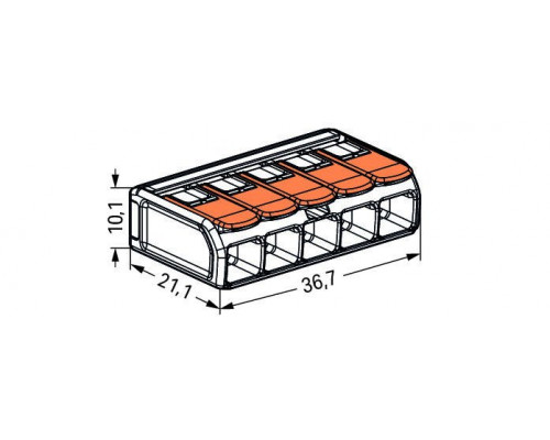 Terminal pentru 5 fire WAGO 221-615 cu pârghii de împingere