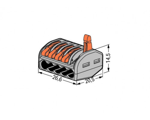 Terminal pentru 5 fire WAGO 222-415 cu pârghii de împingere