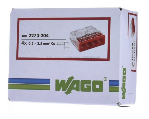 Клемма на 4 провода WAGO 2273-204