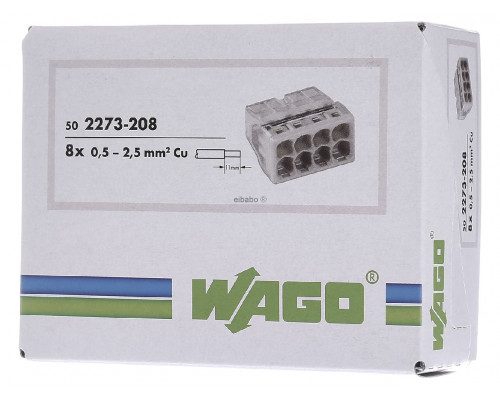 Клемма на 8 проводов WAGO 2273-208 0.5-2.5 мм²