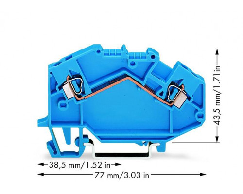 2-проводные проходные клеммы; 2,5 мм² Wago 780-604 для DIN-рейки 35 x 15 и 35 x 7,5; CAGE CLAMP®; 2,50 mm²; синие