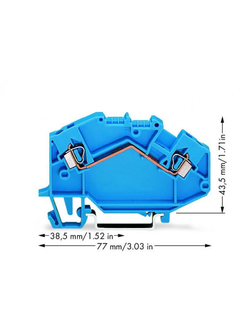 2-проводные проходные клеммы; 2,5 мм² Wago 780-604 для DIN-рейки 35 x 15 и 35 x 7,5; CAGE CLAMP®; 2,50 mm²; синие
