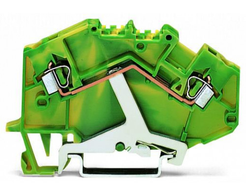 2-проводные проходные клеммы; 2,5 мм² Wago 780-607 для DIN-рейки 35 x 15 и 35 x 7,5; CAGE CLAMP®; 2,50 mm²; зеленые-желто