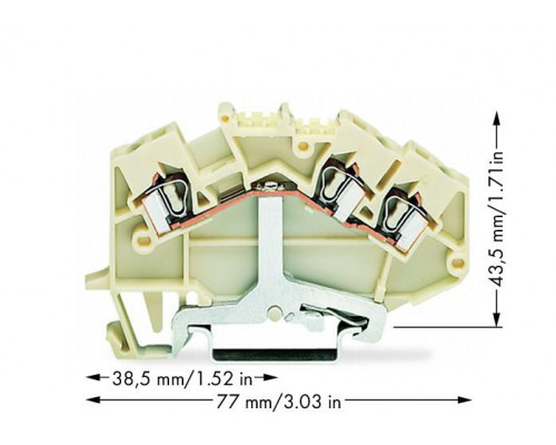3-проводные экранированные клеммы; 2,5 мм²; для DIN-рейки 35 x 15 и 35 x 7,5; CAGE CLAMP®; 2,50 mm²; белый