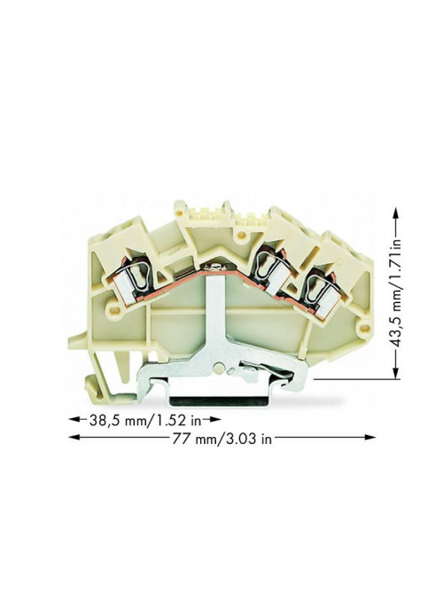3-проводные экранированные клеммы; 2,5 мм²; для DIN-рейки 35 x 15 и 35 x 7,5; CAGE CLAMP®; 2,50 mm²; белый