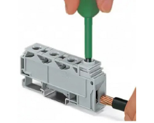 Распределительная клемма 3  x 0.2-10мм2 + винтовой зажим 1 х 6- 35 мм2 125A серая WAGO 284-621