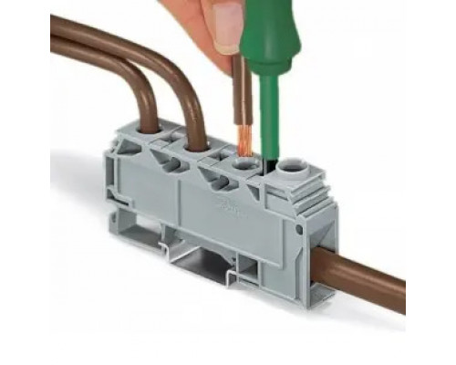 Распределительная клемма 3  x 0.2-10мм2 + винтовой зажим 1 х 6- 35 мм2 125A серая WAGO 284-621