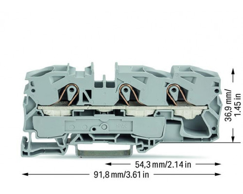  3-проводные клеммы; 16 мм²; для исполнений Ex e II; для DIN-рейки 35 x 15 и 35 x 7,5; Push-in CAGE CLAMP®; 16,00 mm²; серые Wago 2016-1301