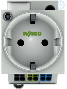 Розетка Schuko на дин-рейку, серая Wago 709-581