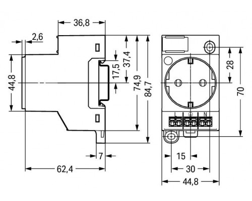 Priză Schuko șină DIN, gri Wago 709-581
