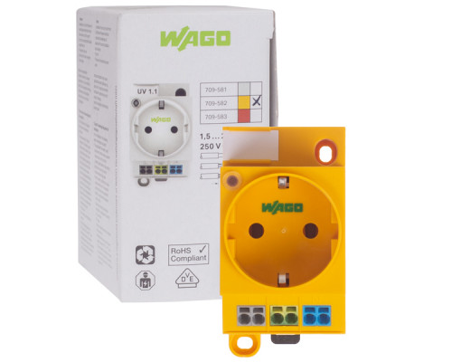 Priză pentru șină DIN Schuko, galben Wago 709-582