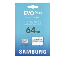 Карта памяти Samsung EVO PLUS microSDXC 64GB UHS-I U1 A1 V10 class 10 memory card + adapter for SD