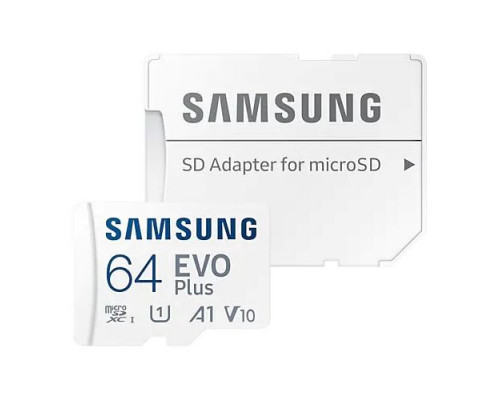 Карта памяти Samsung EVO PLUS microSDXC 64GB UHS-I U1 A1 V10 class 10 memory card + adapter for SD