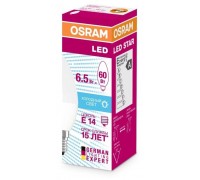 Лампа светодиодная OSRAM LEDSCLB60 6,5W/840 230V FR E14 
