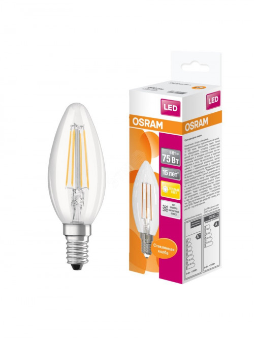 Светодиодная лампа OSRAM LS В75 FILAMENT 6W 806Lm 2700K E14