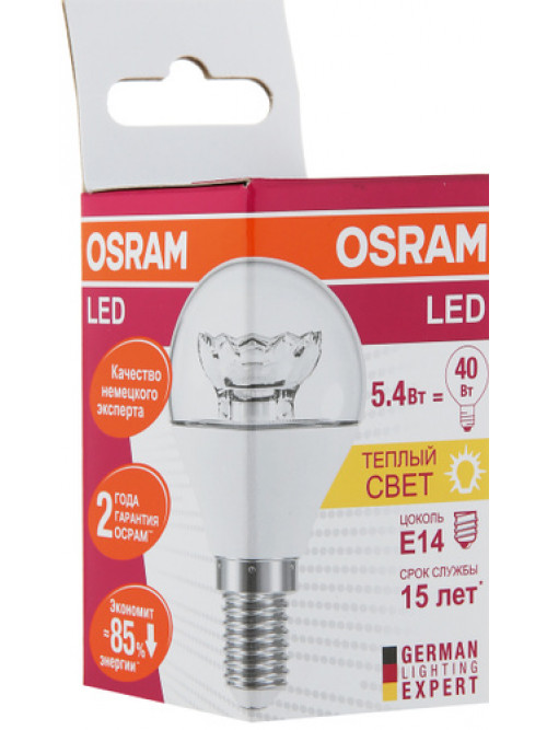 Светодиодная лампа OSRAM LS CLP40 5,4W/830 230V CL E14