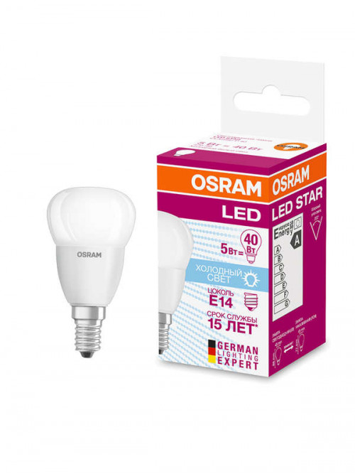 Лампа светодиодная LED STAR CLASSIC OSRAM  5W/840 5Вт 4000К E14 220в