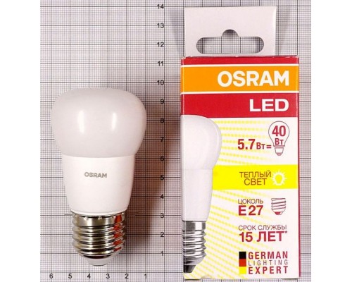 Лампа светодиодная OSRAM LED SCLP40 5,7W/827 230V FR E27 