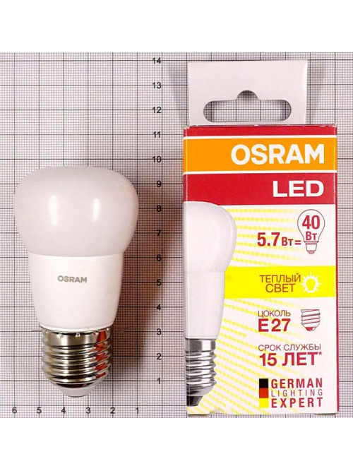 Лампа светодиодная OSRAM LED SCLP40 5,7W/827 230V FR E27 
