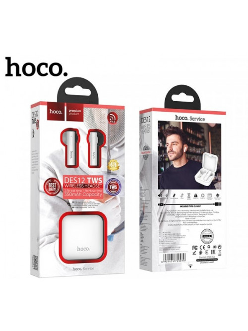Наушники беспроводные Hoco BT DES12 TWS, white