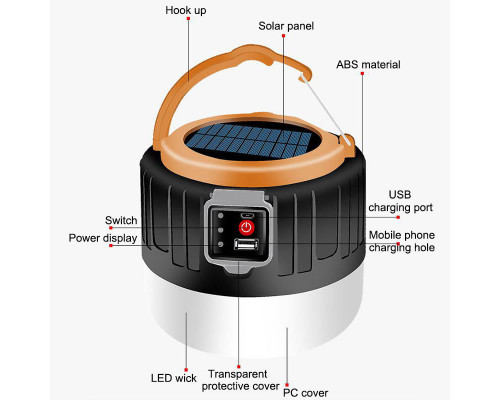 Фонарь переносной аккумуляторный на солнечной батарее CT-4289