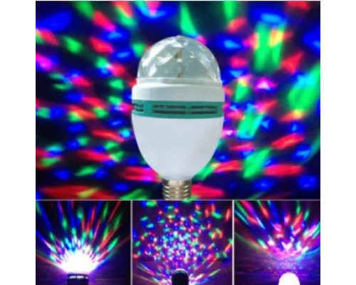 Диско лампа вращающаяся светодиодная, E27 LED RGB 3Вт для праздника