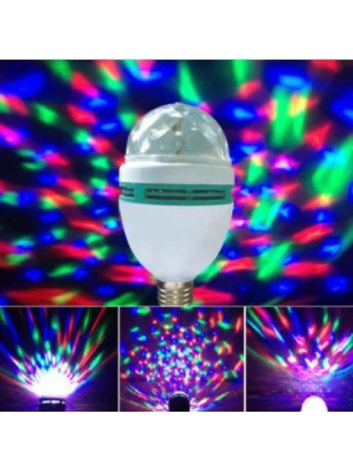Диско лампа вращающаяся светодиодная, E27 LED RGB 3Вт для праздника