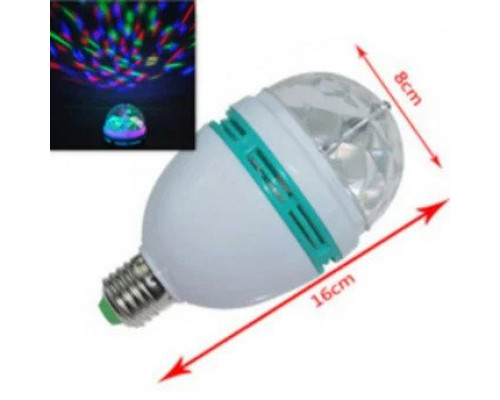 Диско лампа вращающаяся светодиодная, E27 LED RGB 3Вт для праздника