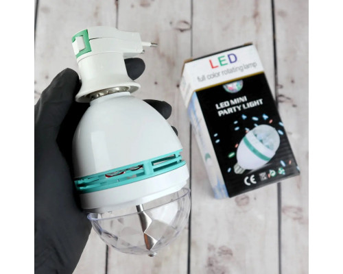 Диско лампа вращающаяся светодиодная, E27 LED RGB 3Вт для праздника