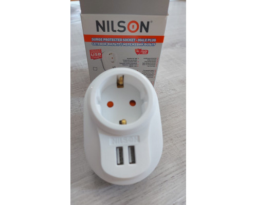 Сетевой Фильтр с Заземлением 16A + 2xUSB 2.4A 40130106