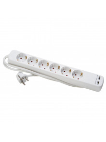 Удлинитель 6+2xUSB с зарядкой