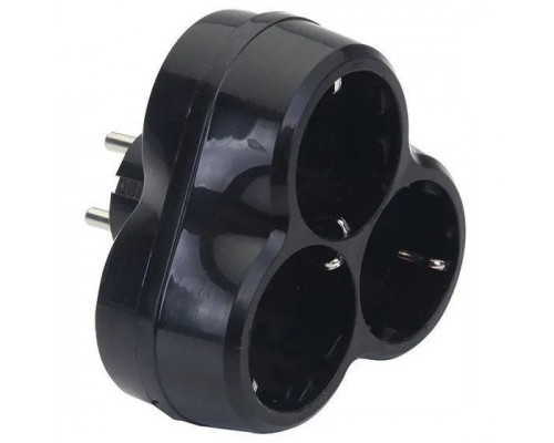 Разветвитель-тройник c/з черный DE-PA 16А 10009