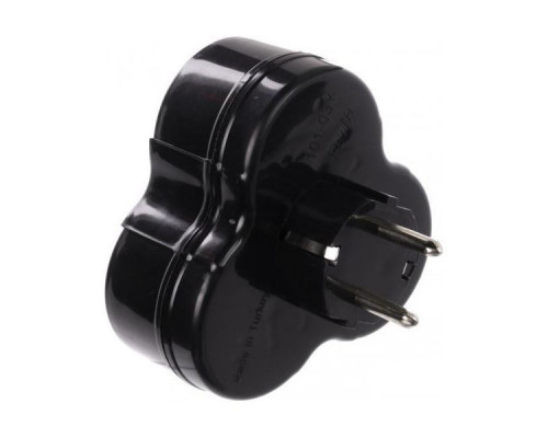 Разветвитель-тройник c/з черный DE-PA 16А 10009