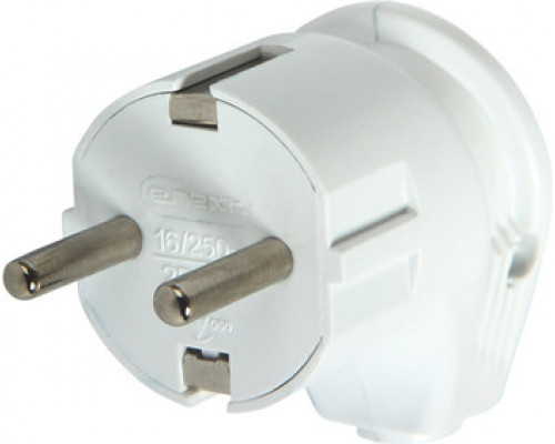 Вилка бытовая с/з 16А угловая белая E.NEXT s9100004