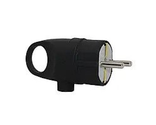 Вилка электрическая с заземлением и кольцом угловая "NILSON"  чёрная 40.13