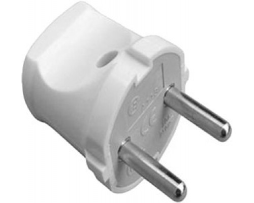 Ștecher de uz casnic fără z/k, 10А alb s9100001