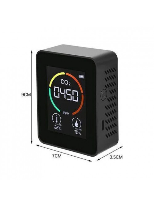 Детектор качества воздуха Air Detector контроль СО2, температура и влажность, Чёрный H8