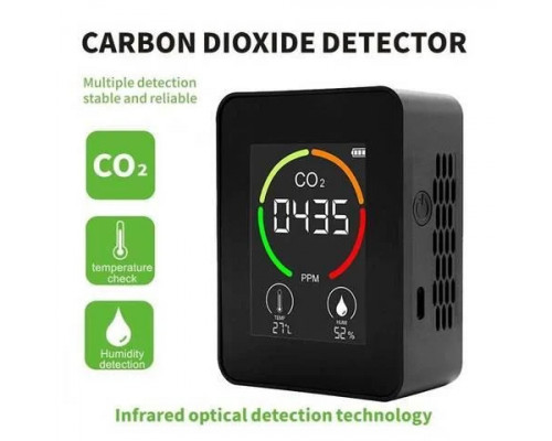 Detector de calitate a aerului Detector de aer care monitorizează CO2, temperatura și umiditatea, Negru H8
