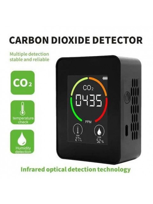 Детектор качества воздуха Air Detector контроль СО2, температура и влажность, Чёрный H8