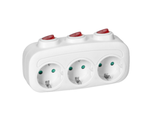 Разветвитель Тройник с индивидуальными выключателями 16А ES-3(GS)