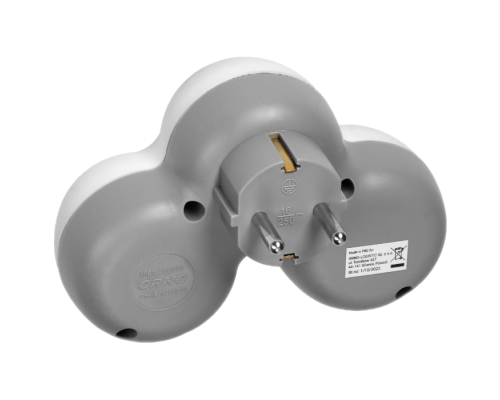 Разветвитель тройник 3х2К+З, бело-серый or-ae-13239(gs)