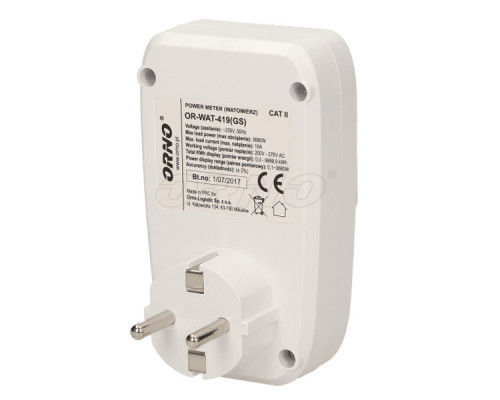 Розетка со счетчиком тока/энергии (ваттметр) ORNO WAT-419(GS)