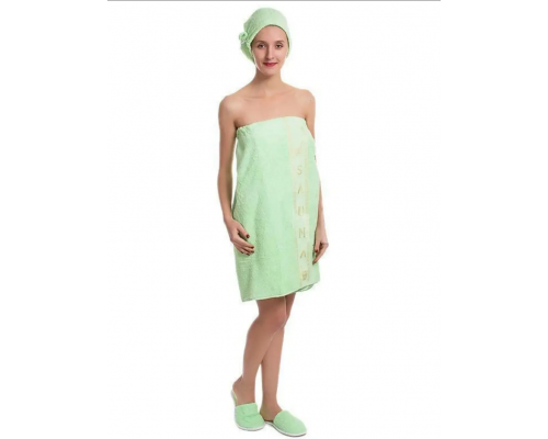 Set pentru saună și baie Merzuka Terry pentru femei, verde deschis