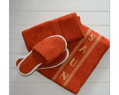 Set saună și baie Terry pentru femei Merzuka, roșu